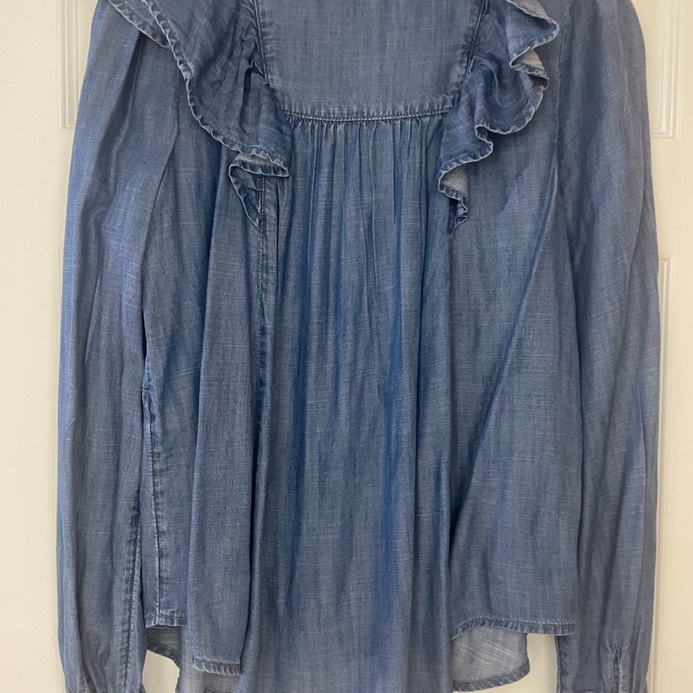 Jean Style Ruffle Blouse - Picture 4 of 5